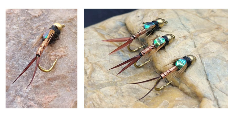 8# 10# 12# Copper John Insect Bait Fly tying fast sinking Best Saltwater Fly Fishing Flies For Bass Salmon Trout Fishing