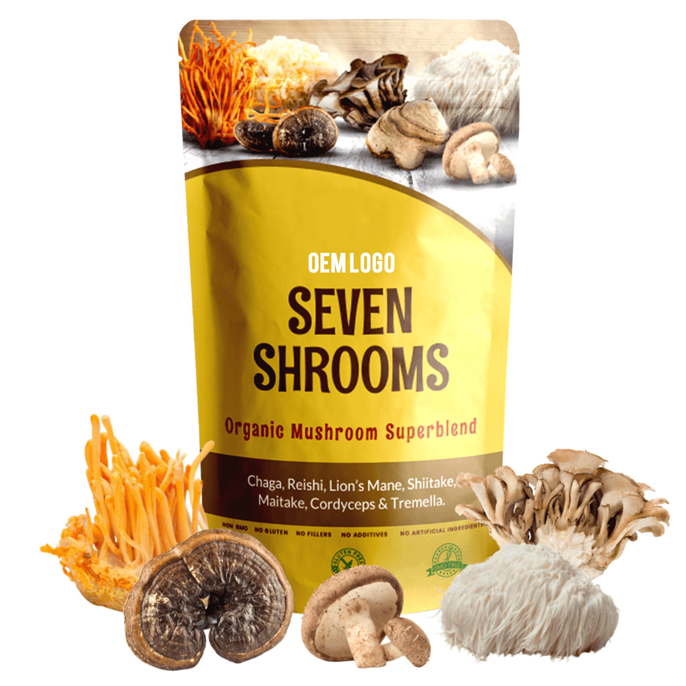 Mushroom Superfood Lion's Mane Organic Tga Approved Dried Oyster Shitake Champignon King Trumpet Shaggy Mane Mushroom Powder