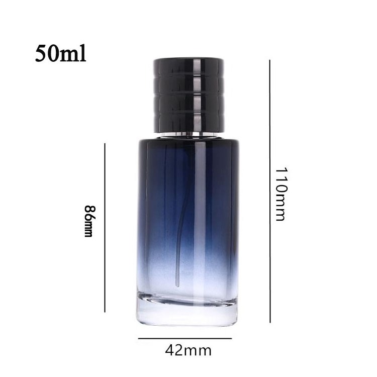 Dark Blue Refillable Perfume Bottle Packaging Custom Luxury Clear 50ml 100ml Perfume Spray Glass Bottle