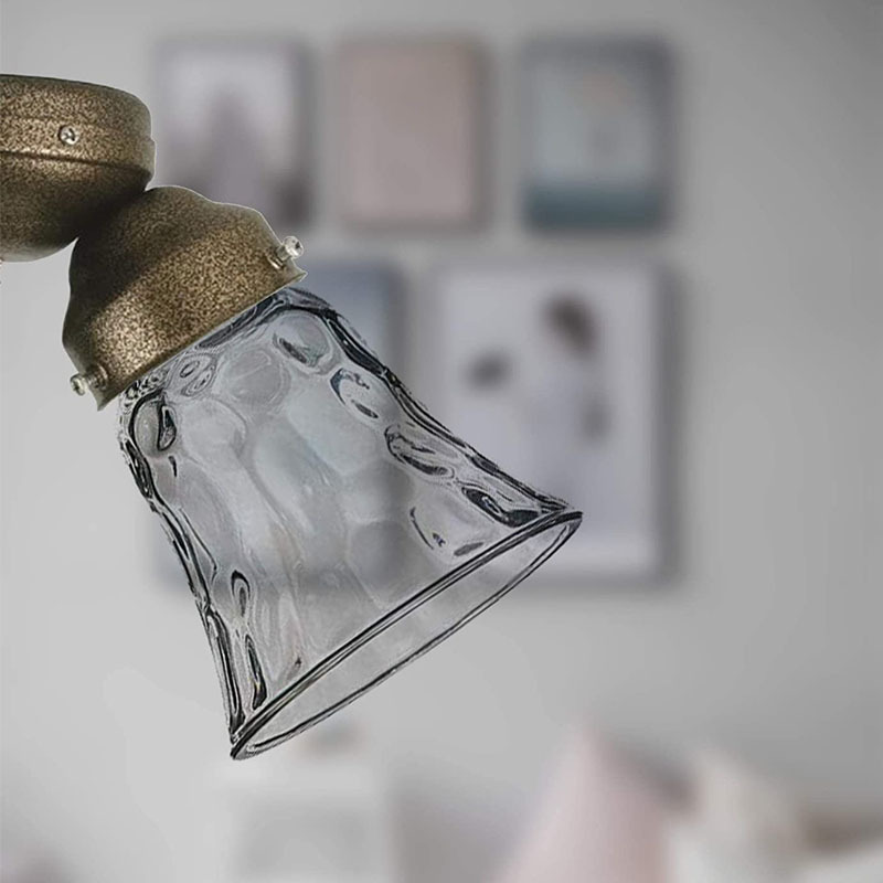 Clear Hammered Glass Bell Ceiling Fan Lamp Diffuser Wall Mount Sconce Lighting Shade Replacement