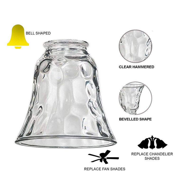 Wholesale Water Ripple Custom Made Transparent Ceiling Fan Light Covers Ceiling fan Globes Replacement Glass Lamp Shade