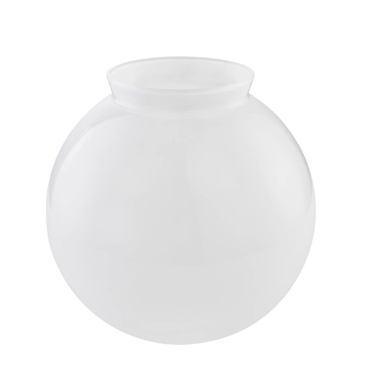 Blown Opal Frosted Shiny Milk White Round Ball Glass Globe Lamp Shade with Straight Neck