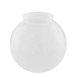 Blown Opal Frosted Shiny Milk White Round Ball Glass Globe Lamp Shade with Straight Neck