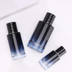 Dark Blue Refillable Perfume Bottle Packaging Custom Luxury Clear 50ml 100ml Perfume Spray Glass Bottle