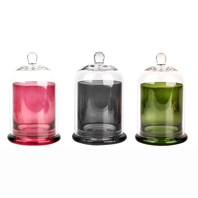 Custom Wholesale Bell Glass Candle Vessels Jars Luxury Aromatherapy Stone Glass Bell Candle Jar