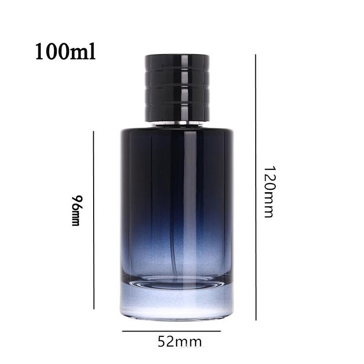 Dark Blue Refillable Perfume Bottle Packaging Custom Luxury Clear 50ml 100ml Perfume Spray Glass Bottle