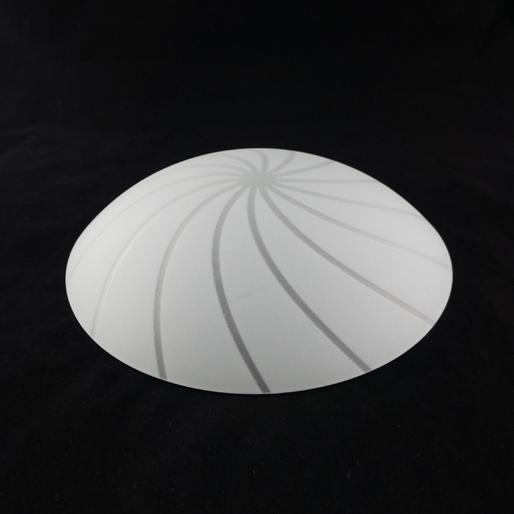 Curved stripe pattern round glass plate light diffuser lamp shade replacement glass diffuser for ceiling light