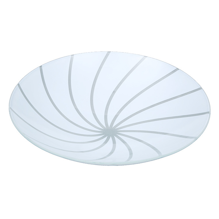 Curved stripe pattern round glass plate light diffuser lamp shade replacement glass diffuser for ceiling light