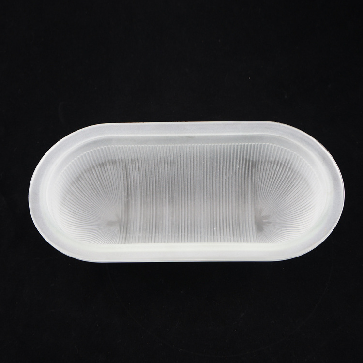 Inner Sandblasted Stripped Oval Glass Waterproof Outdoor Bathroom Lamp Cover Light Shade