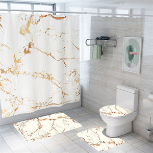 luxury marble printing christmas comforter bath mat and shower curtain sets