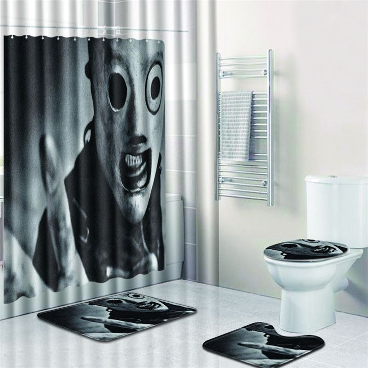 luxury unique polyester printed toilet mat couples shower curtain gift sets