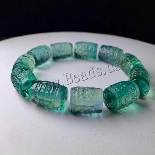 DIY Carved Natural Fluorite Beads Column gemstone bulk jewelry making bead green 1505723