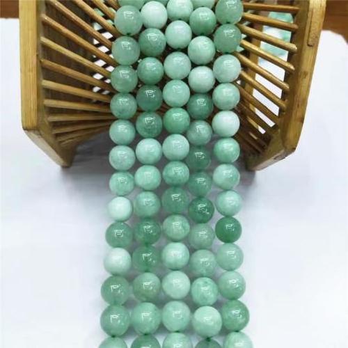 New Natural burma jade beads Round polished DIY jade loose beads for jewelry making light green 796654