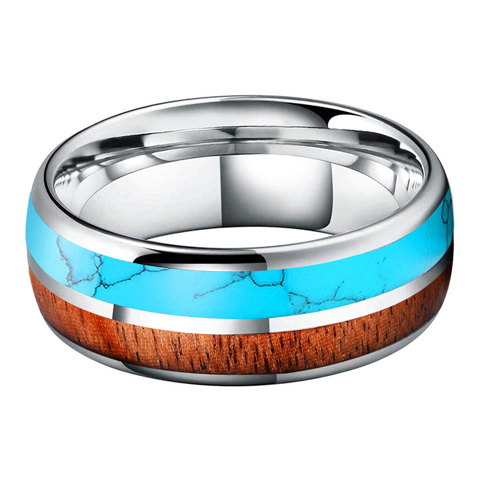 Tungsten Wedding Band Brushed Silver Tungsten Ring 18K Rose Gold Tungsten Carbide Black Edge Comfort Fit Men Women