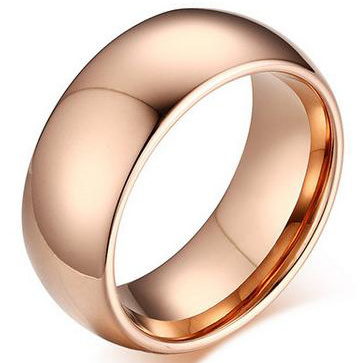 Tungsten Wedding Band Brushed Silver Tungsten Ring 18K Rose Gold Tungsten Carbide Black Edge Comfort Fit Men Women