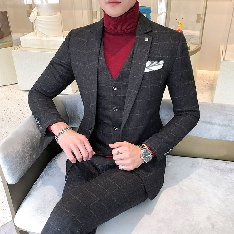 Elegant Fashion Custom Slim Fit Formal 3 Piece Coat Pant Men Suit Wholesale Plus Size Casual Men's Business Suits & Blazer