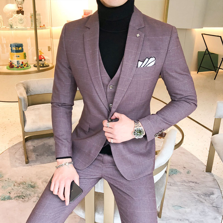 Elegant Fashion Custom Slim Fit Formal 3 Piece Coat Pant Men Suit Wholesale Plus Size Casual Men's Business Suits & Blazer