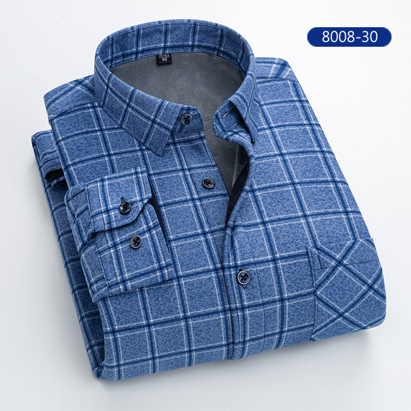 Check Slim Fit 100% Cotton Business Casual Plus Size Long Sleeve Shirt For Men