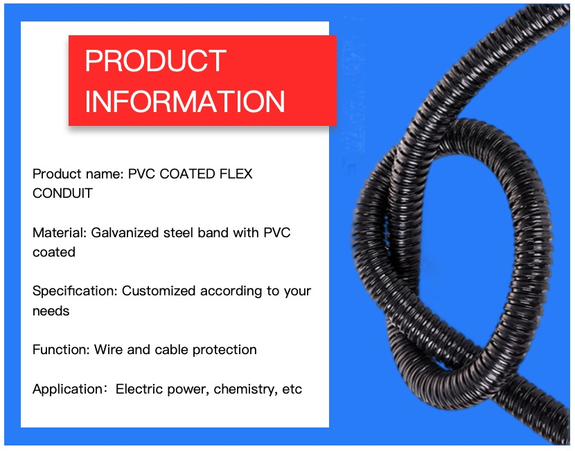 3/4 inch Cable Wire Protection Galvanized Steel Metal Hose Corrugated Pvc Coated Flexible Conduit