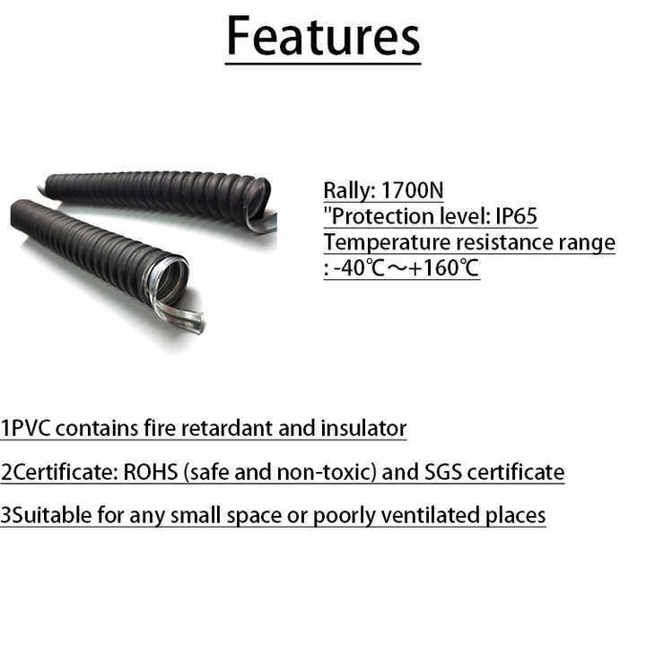 3/4 Inch Cable Wire Protection Durable Low Smoke Zero Halogen Pvc Coated Flexible Metal Conduit