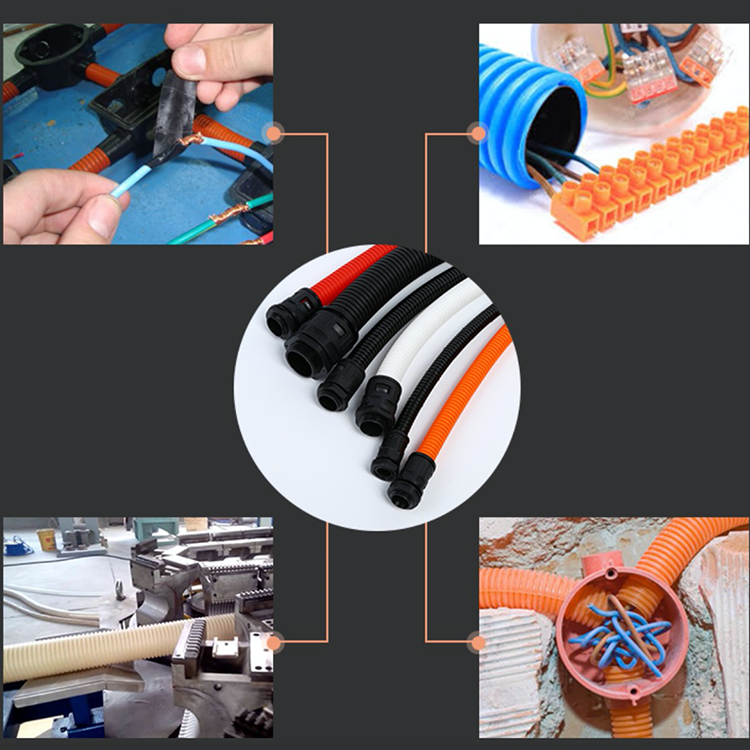 High Temperature Resistant PE  PP PA Plastic Corrugated Hose Cable Conduit Flame Retardant Plastic Hoses