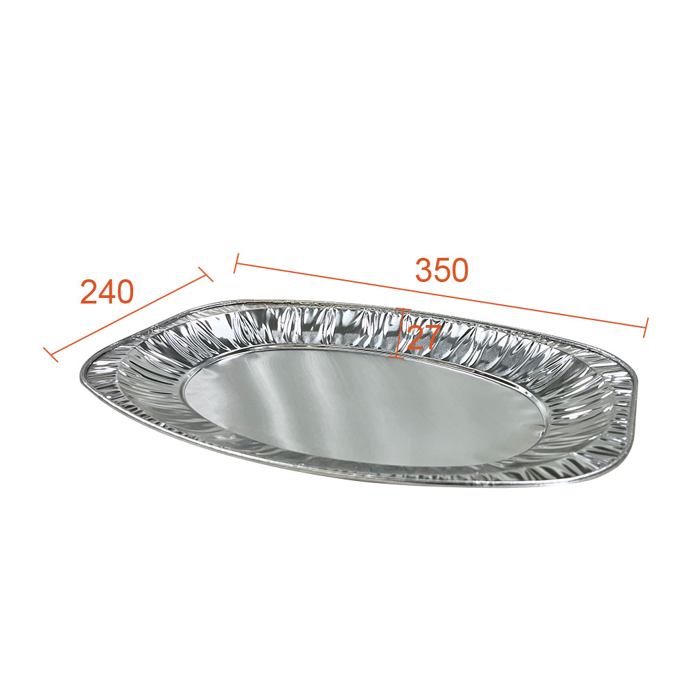 Factory Wholesale Disposable Aluminium Foil Oval Fish Pan / Tray Roast Turkey Fish BBQ Tray