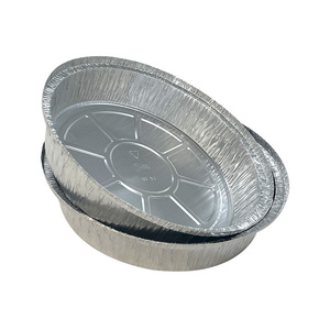 High Quality Eco Friendly Non Stick Portable Round Flat Aluminum Foil Pans For Catering Loaf Flan Bakery Food Prep