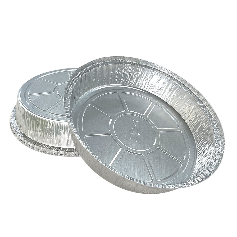 High Quality Eco Friendly Non Stick Portable Round Flat Aluminum Foil Pans For Catering Loaf Flan Bakery Food Prep