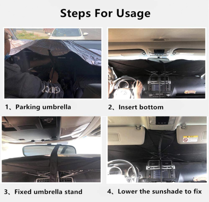 Fine Ocean Car Umbrella Sunshade  Protector Parasol Front Cover 3 UV Folding Windshield Brolly For  Car