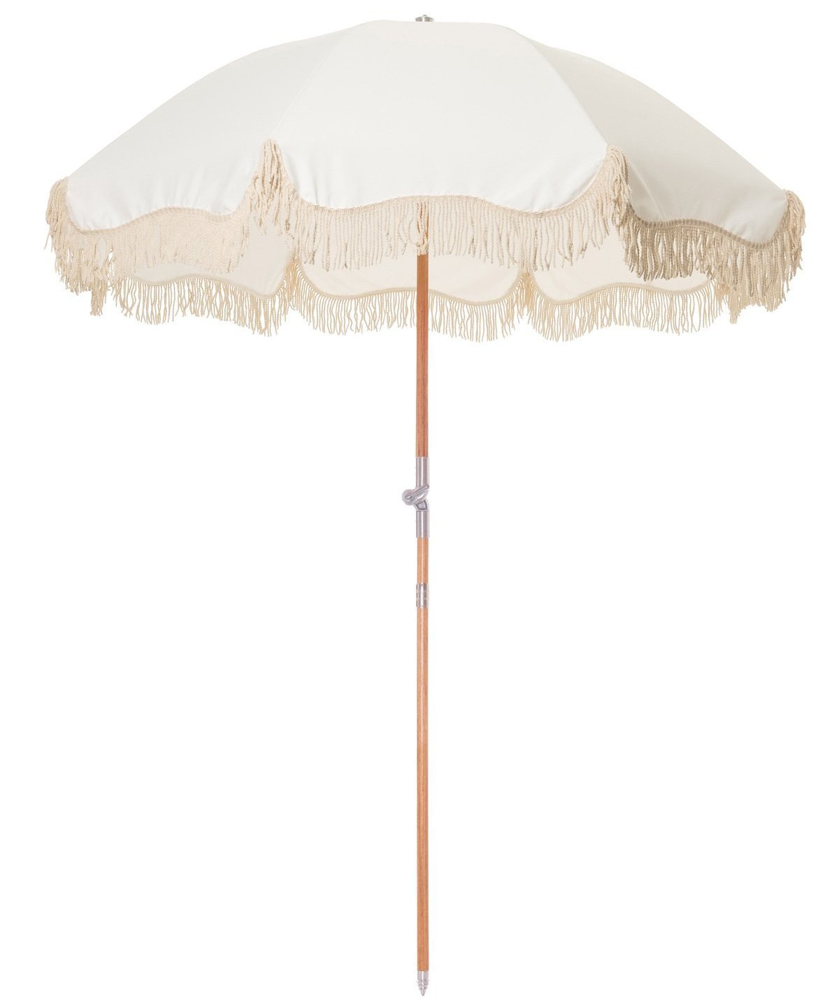 FINE OCEAN Luxury Outdoor Beach Umbrella with Tassels Tilt Mechanism Patio and Praia Umbrella-for Beach or Pool Use