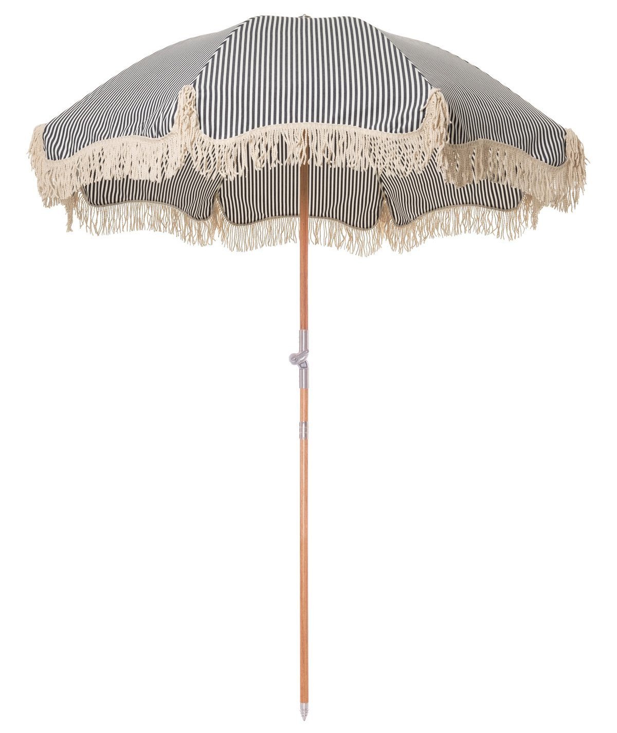 FINE OCEAN Luxury Outdoor Beach Umbrella with Tassels Tilt Mechanism Patio and Praia Umbrella-for Beach or Pool Use