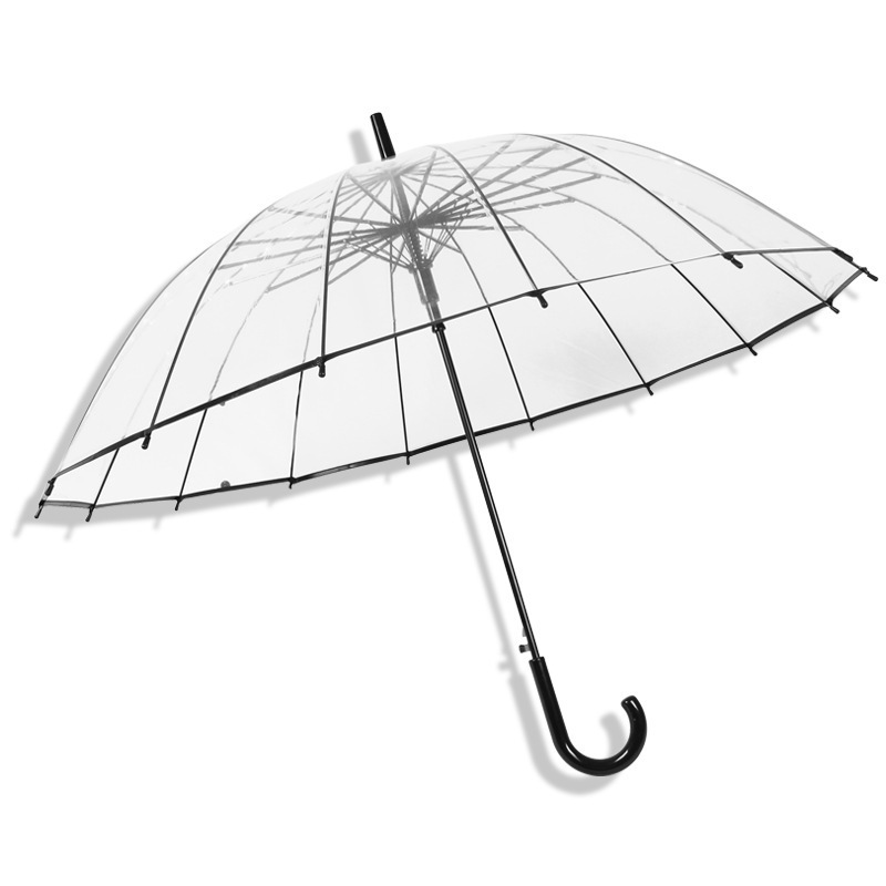 Fine Ocean 16K Custom Print High Quality Frame Straight Poe Mushroom Transparent Umbrella Promotion Umbrella For Gilfs