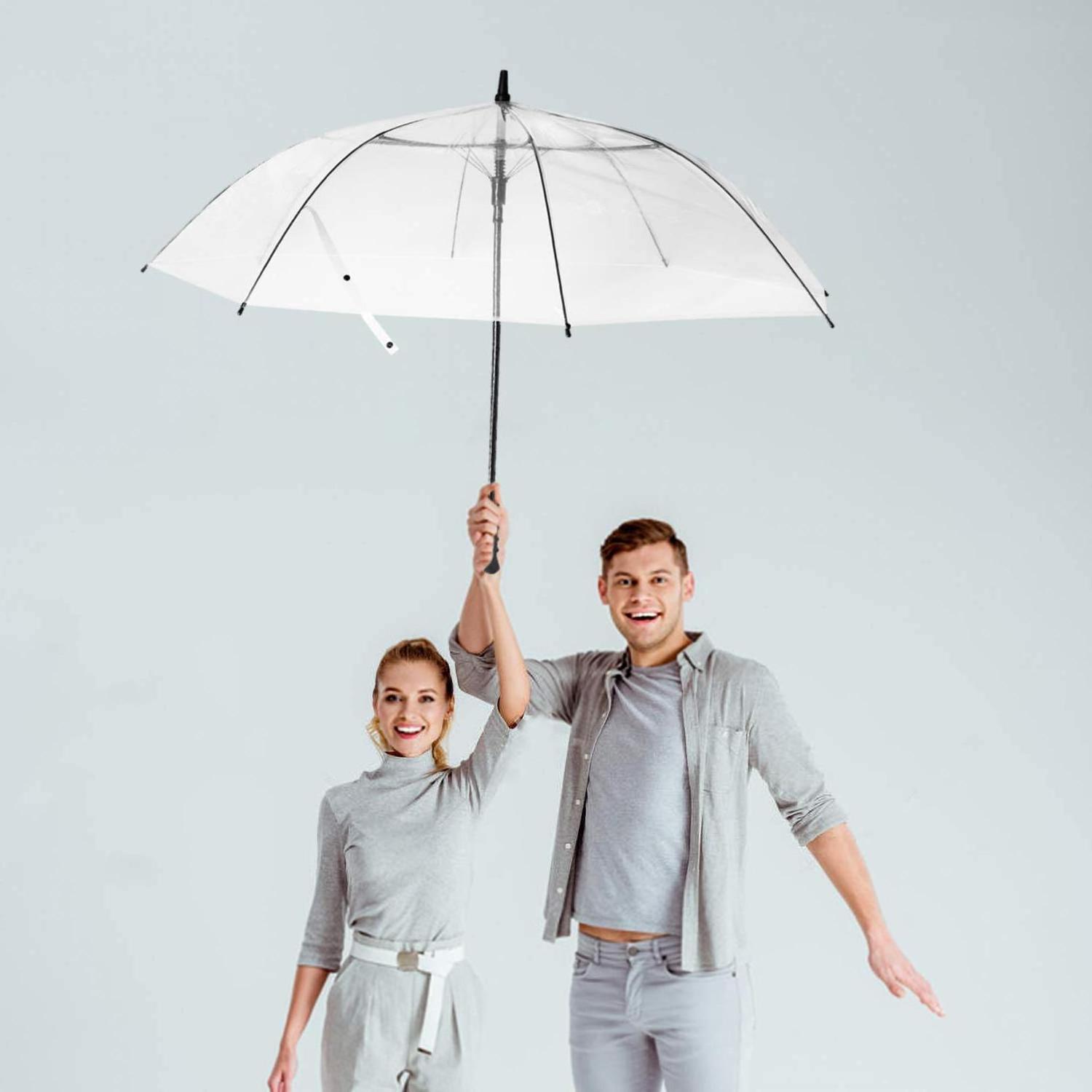 Fine Ocean 62 Inch Clear Golf Umbrella Transparent Wedding Auto Open Extra Large Stick Umbrella Oversized Umbrellas for Rain