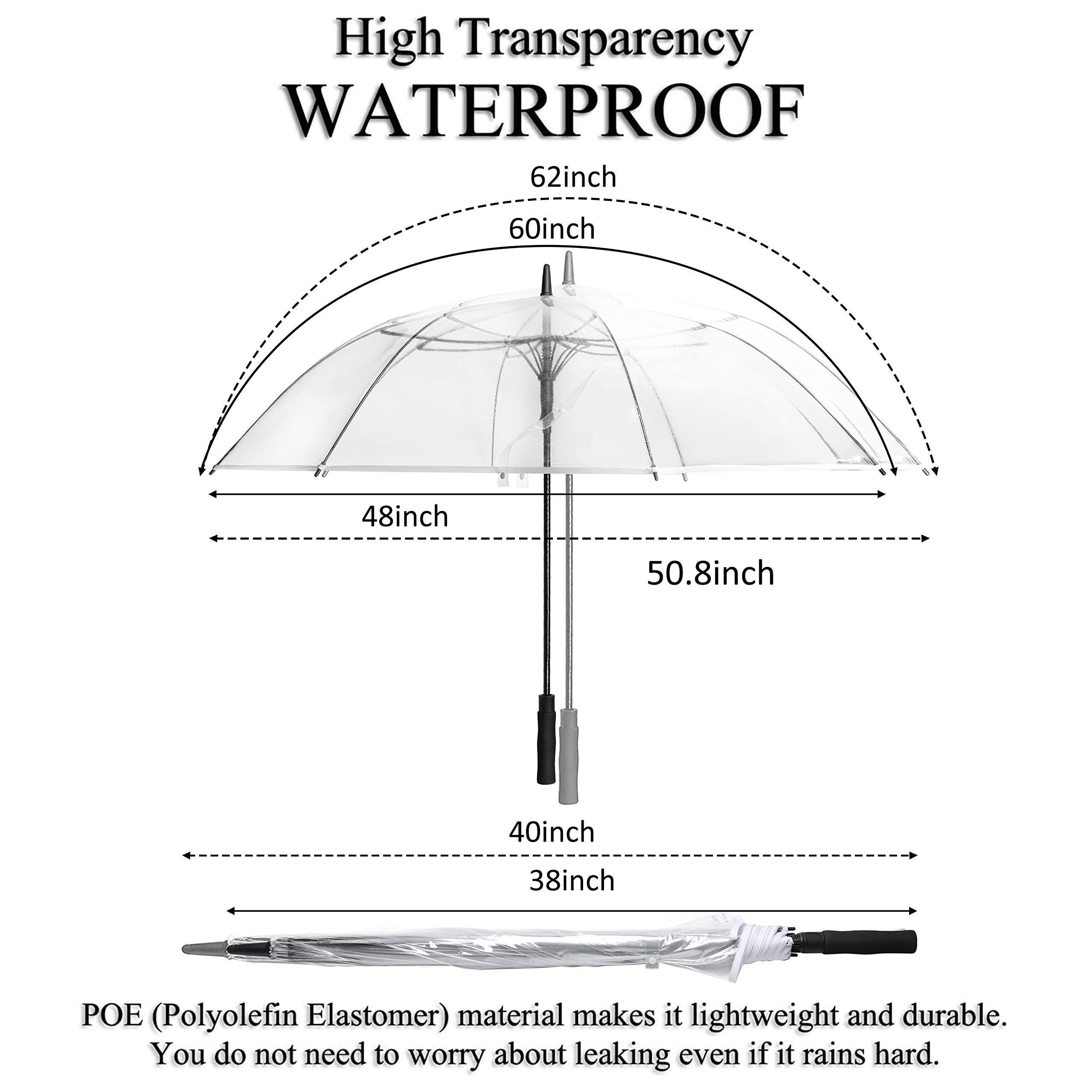 Fine Ocean 62 Inch Clear Golf Umbrella Transparent Wedding Auto Open Extra Large Stick Umbrella Oversized Umbrellas for Rain