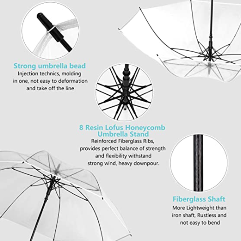 Fine Ocean 62 Inch Clear Golf Umbrella Transparent Wedding Auto Open Extra Large Stick Umbrella Oversized Umbrellas for Rain