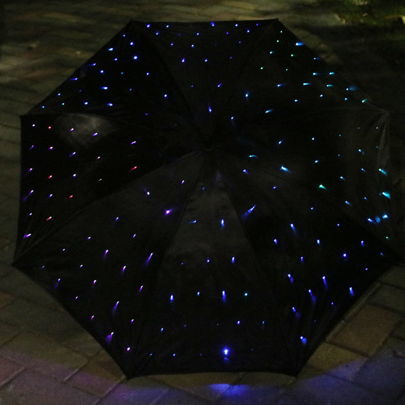 Light up on Umbrella Panel New Lighting Fashion Led Umbrella Fine Ocean Star CLASSIC Clear Pongee Fabric Umbrella with Logo