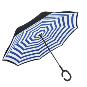 FINE OCEAN Wind Resistant Hands Free Inverse Inside Out C Handle Smart Reverse Upside-down Double Layer Inverted Umbrella