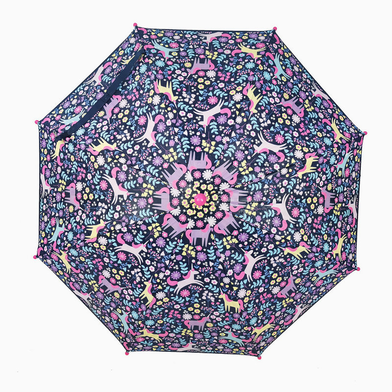 FINE OCEAN  Custom Print  Color Change Material Straight Kids Umbrella Color Change with Sunshine Umbrella