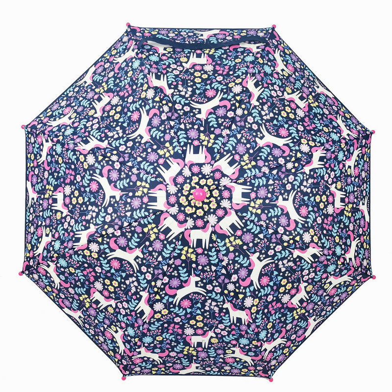 FINE OCEAN  Custom Print  Color Change Material Straight Kids Umbrella Color Change with Sunshine Umbrella