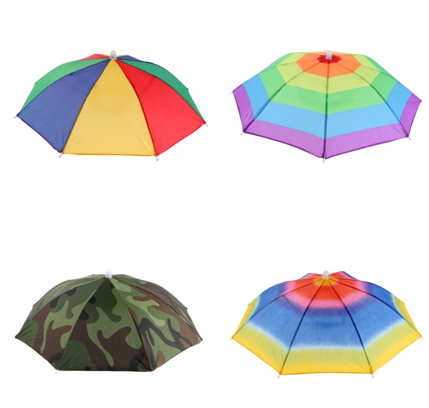 Fine Ocean Wholesale Umbrella Hat With Head Strap Funny Rainbow Waterproof Umbrella