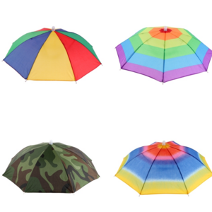 Fine Ocean Wholesale Umbrella Hat With Head Strap Funny Rainbow Waterproof Umbrella