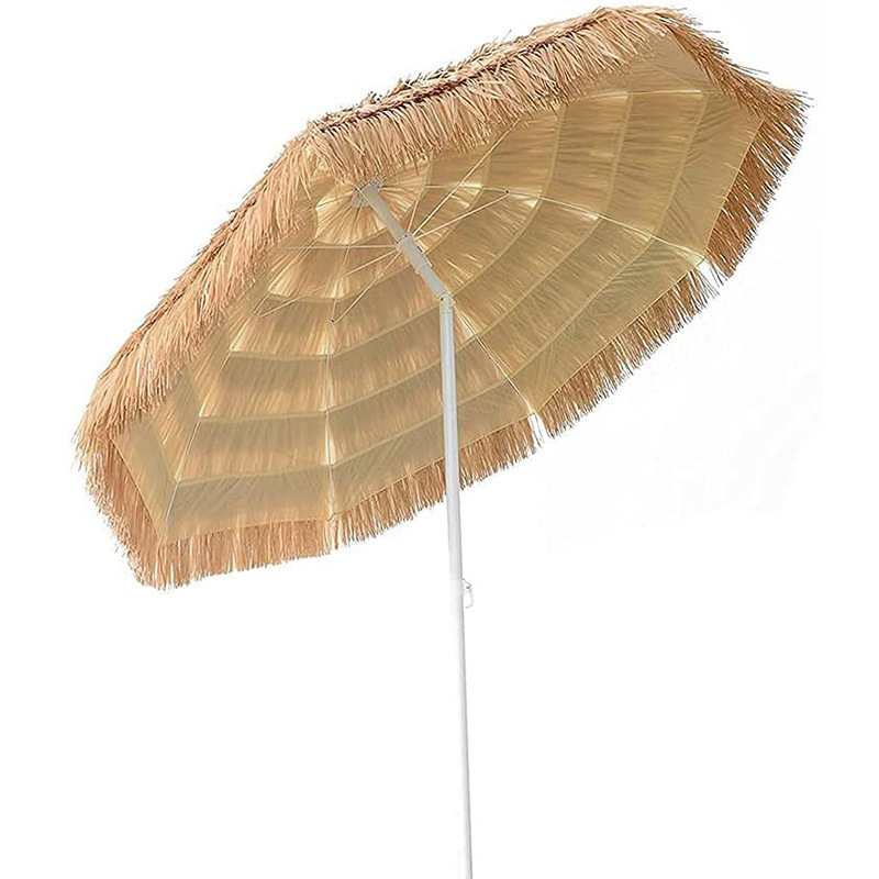 Fine Ocean Hawaii Seaside Fashion Parasol  Natural Color Outdoor Grass Straw Beach Umbrella With Tilt