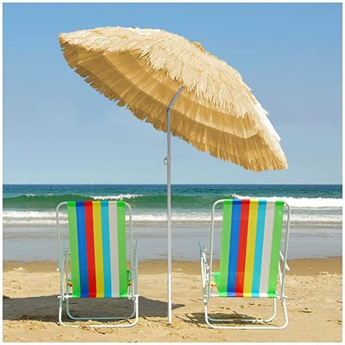 Fine Ocean Hawaii Seaside Fashion Parasol  Natural Color Outdoor Grass Straw Beach Umbrella With Tilt