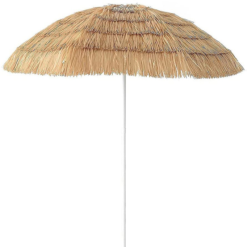 Fine Ocean Hawaii Seaside Fashion Parasol  Natural Color Outdoor Grass Straw Beach Umbrella With Tilt