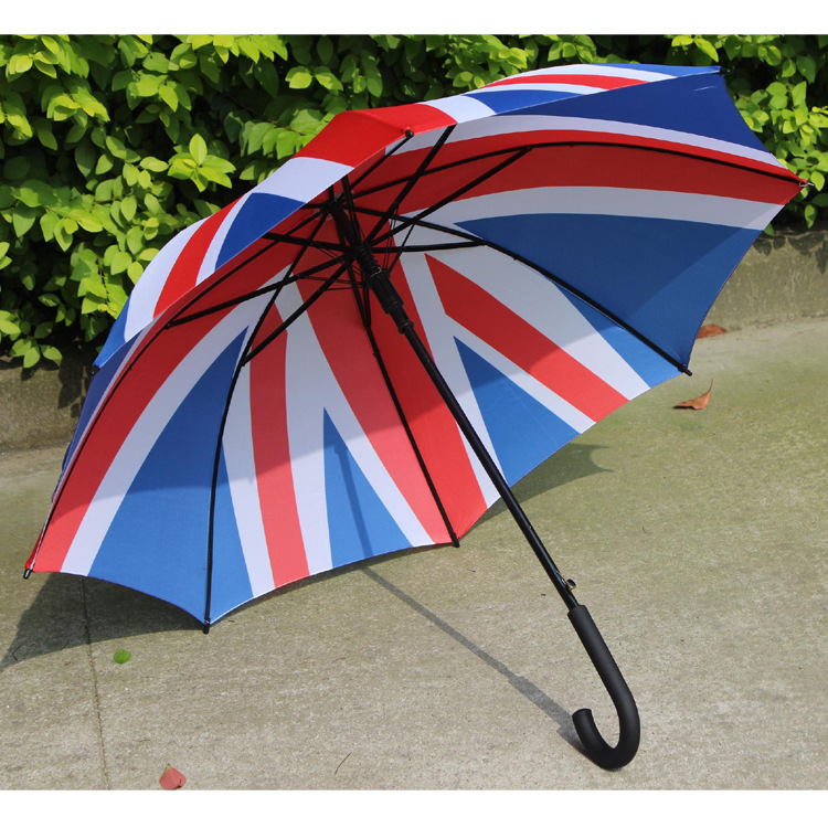 FINE OCEAN Union Jack British Flag Stock Auto Open Straight Umbrella Rubber Handle