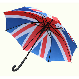 FINE OCEAN Union Jack British Flag Stock Auto Open Straight Umbrella Rubber Handle