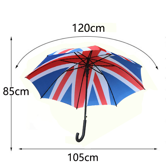 FINE OCEAN Union Jack British Flag Stock Auto Open Straight Umbrella Rubber Handle