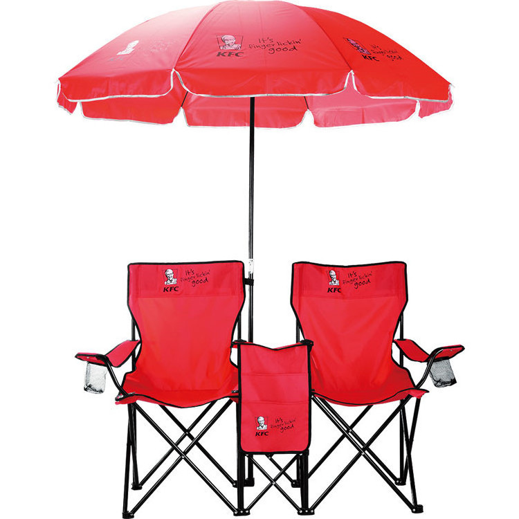 FINE OCEAN Double Seat Beach Camping Chair with Umbrella Sunshade and Ice Bag