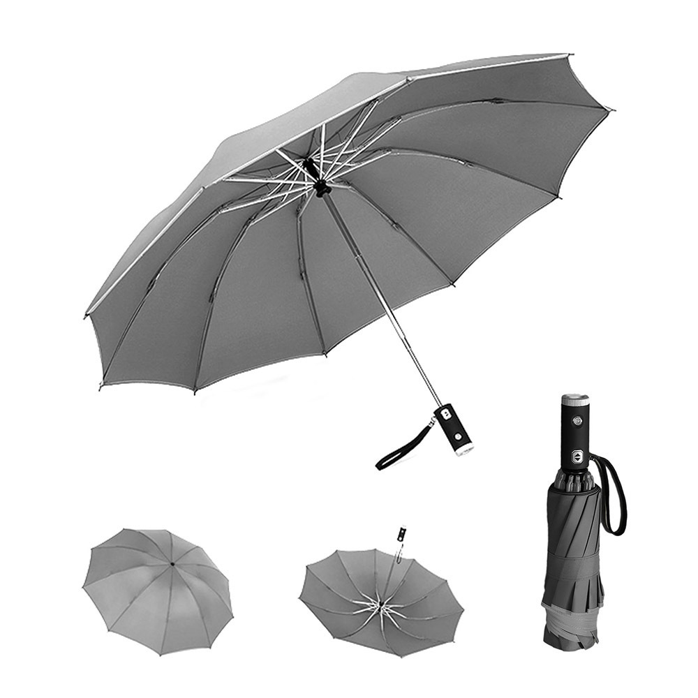 Fine Ocean Folding Automatic Upside Down Inverted Reverse Umbrella Light Foldable Inverse Umbrella Reflective Stripe