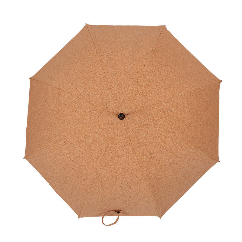 Fine Ocean Creative Environmental Protection Cork Fabric Cloth Umbrella Wooden Handle Auto Umbrella